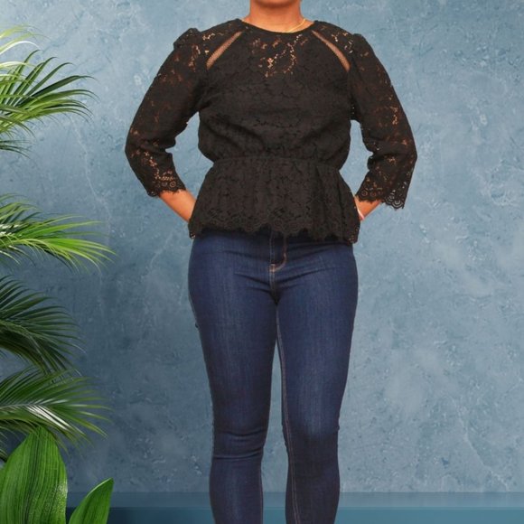 Express Lace Puff Sleeve Top. Worn once - Picture 2 of 4